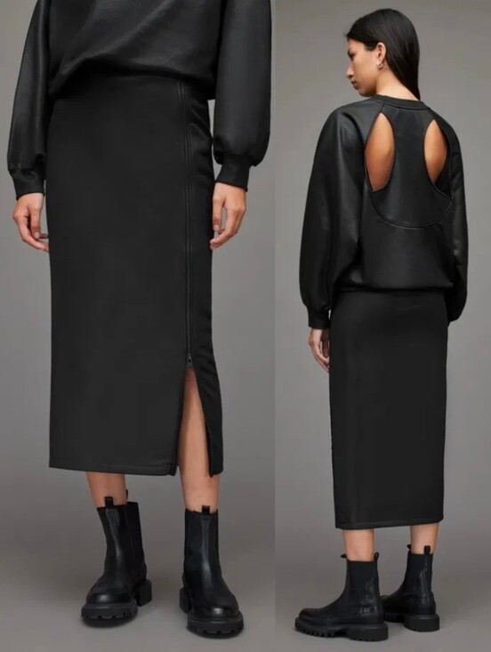 All Saints Dresses & Skirts - ALLSAINTS Black Jamie Zipper Staple Pencil Skirt